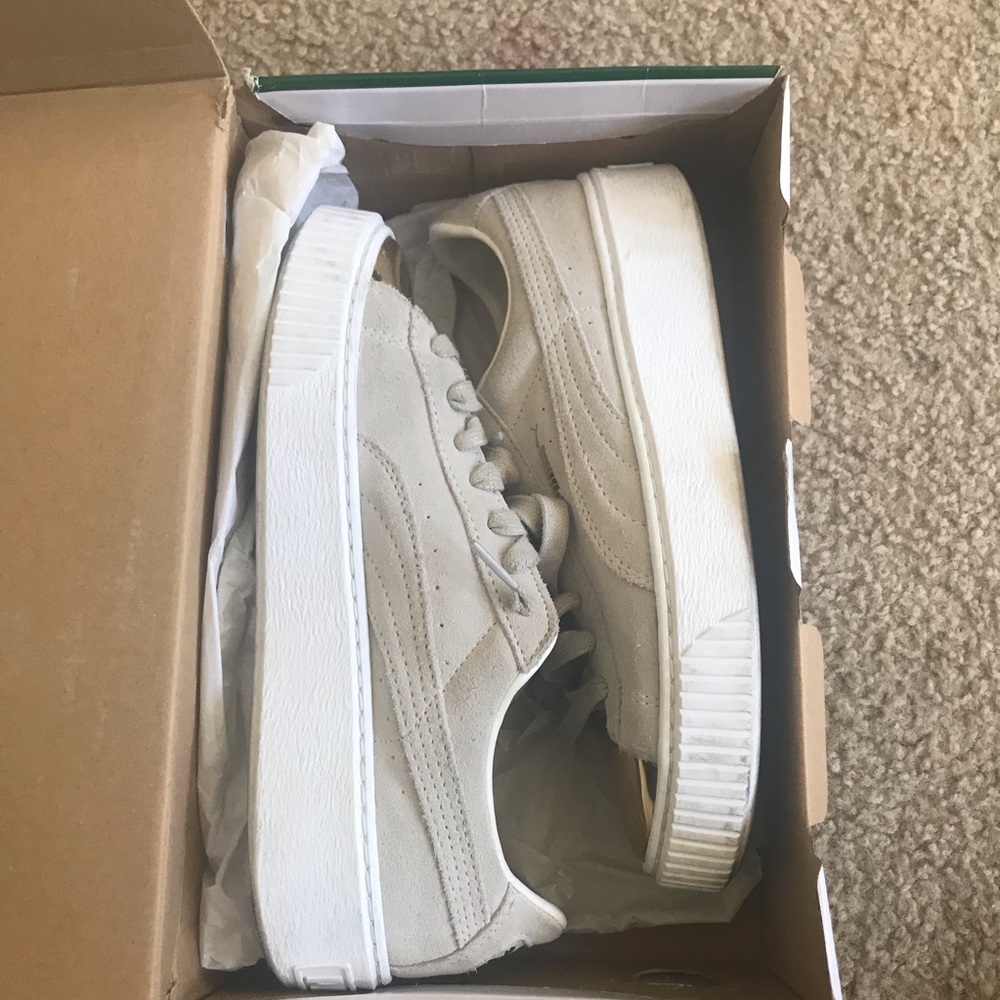 Gold Toe suede pumas
